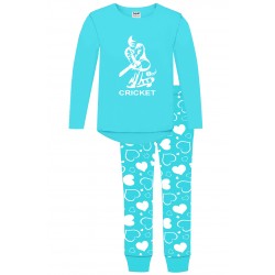 Cricket Long Pyjamas - Cyan