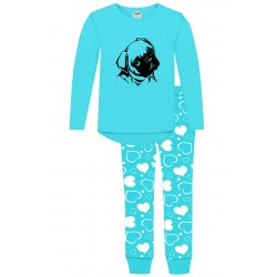 Puppy Pug Long Pyjamas - Cyan