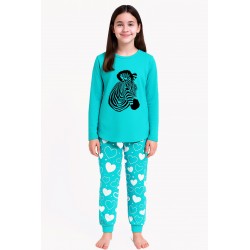 Zebra Long Pyjamas - Cyan