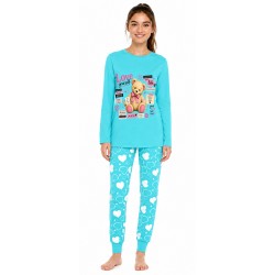 Teddy Long Pyjamas - Cyan