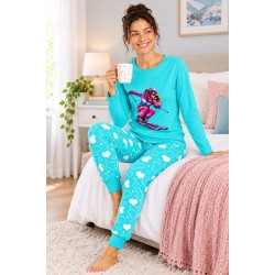 Ski Long Pyjamas - Pink - Cyan