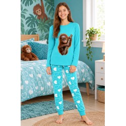 Orangutan Long Pyjamas - Cyan